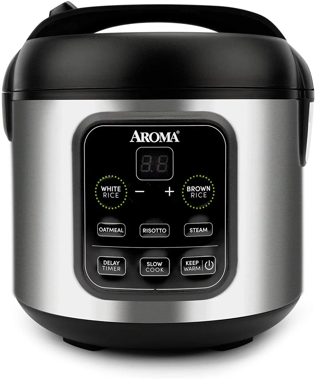 Aroma Housewares -994SB 2O2O model Rice & Grain Cooker Slow Cook, Steam, Oatmeal, Risotto, 8-cup cooked/4-cup uncooked/2Qt, Stainless Steel