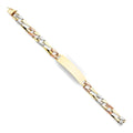14k Tri Color Gold Stamp Figaro Link  Bracelet - 8" | Elegant 14KY Gold Chain Bracelets for Women and Men| Weight 13.5 | Men’s Jewelry for Gift