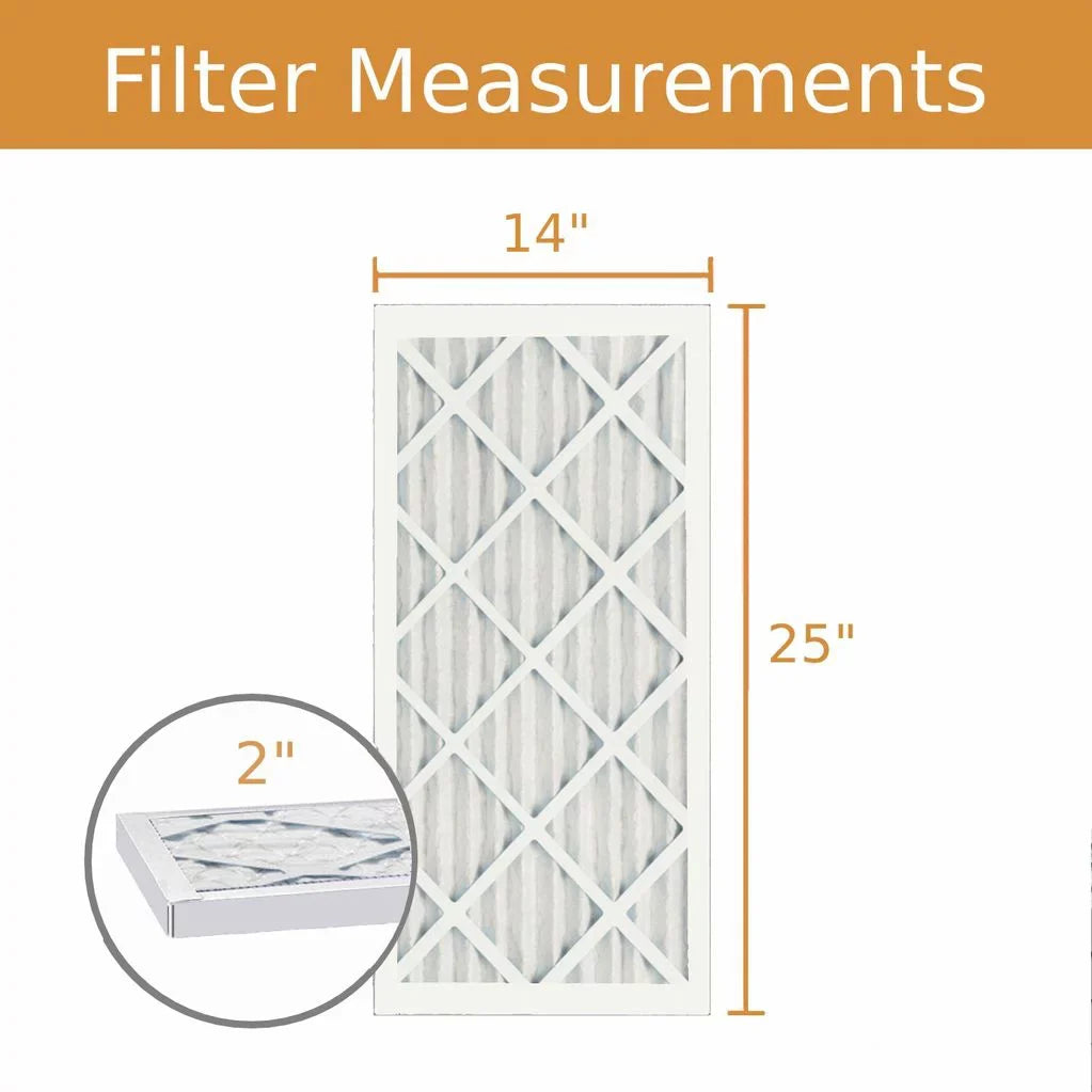 14x25x2 Key Pleat Purolator Air Filter -  8 (6 Pack)