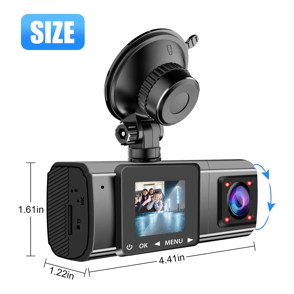 3 Camera Dash Cam 1080P Front and Inside with  Vehicle 64G