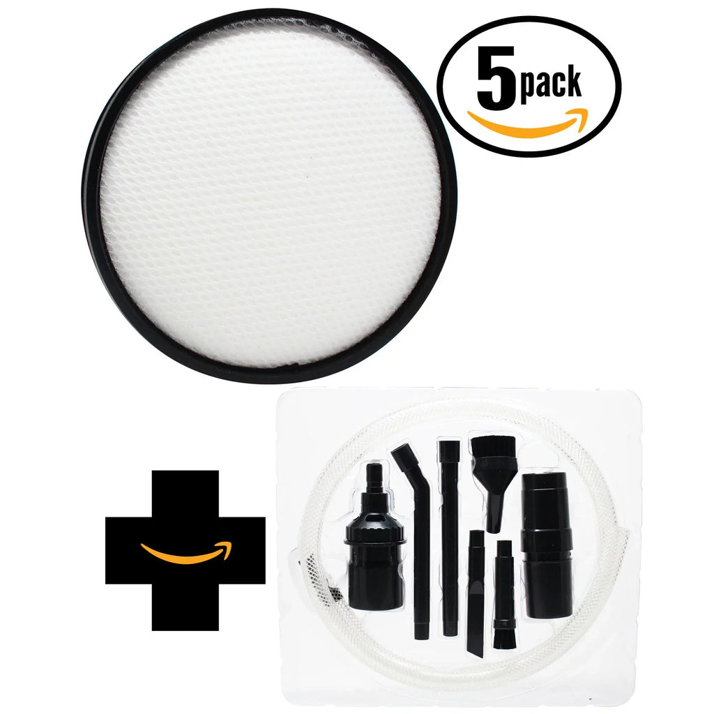5-Pack Replacement Hoover Air Steerable Bagless Upright UH72400 Vacuum Primary Filter with 7-Piece Micro Vacuum Attachment Kit - Compatible Hoover Windtunnel 303903001 Primary Filter