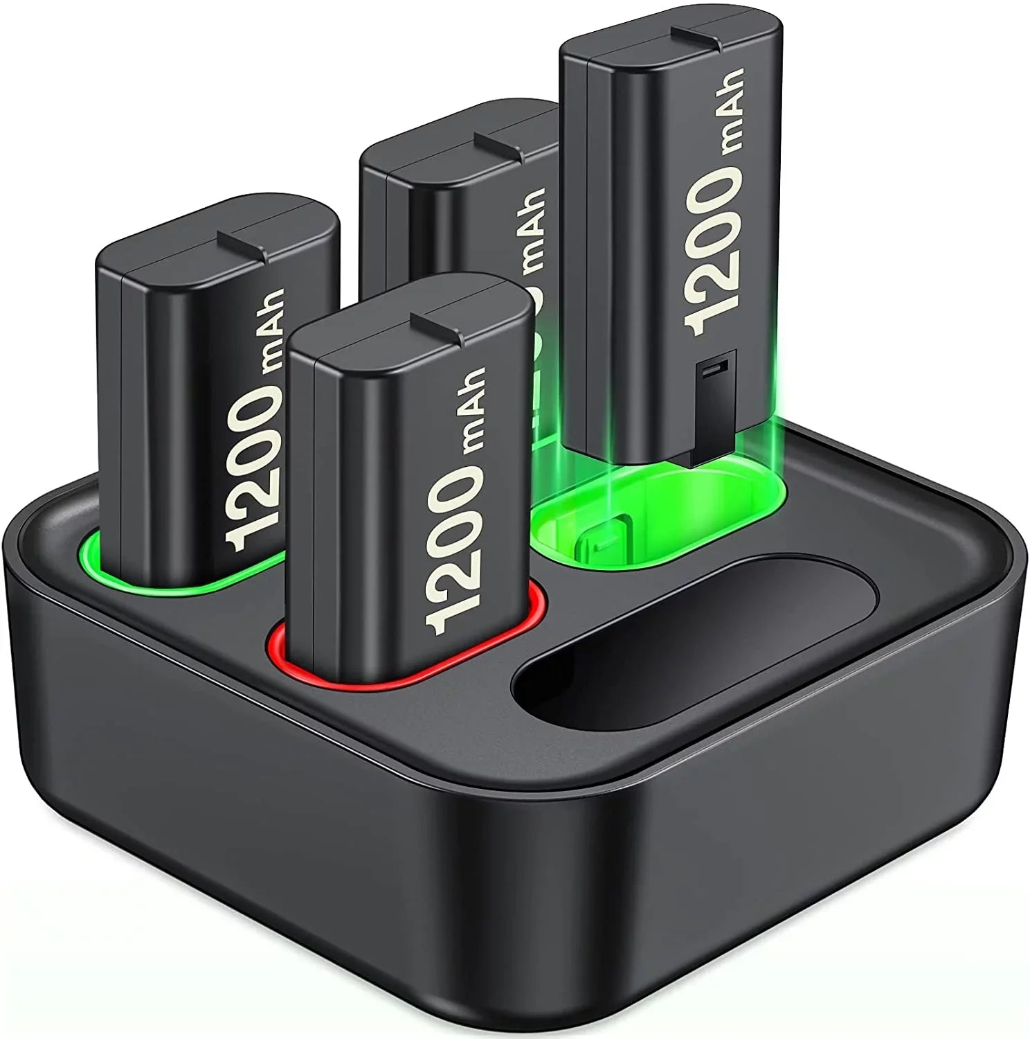 Charger for Xbox Rechargeable Battery Pack with 4x1200mAh Xbox Controller Battery Pack for Xbox Series X|S/Xbox One S/X/Elite-Black