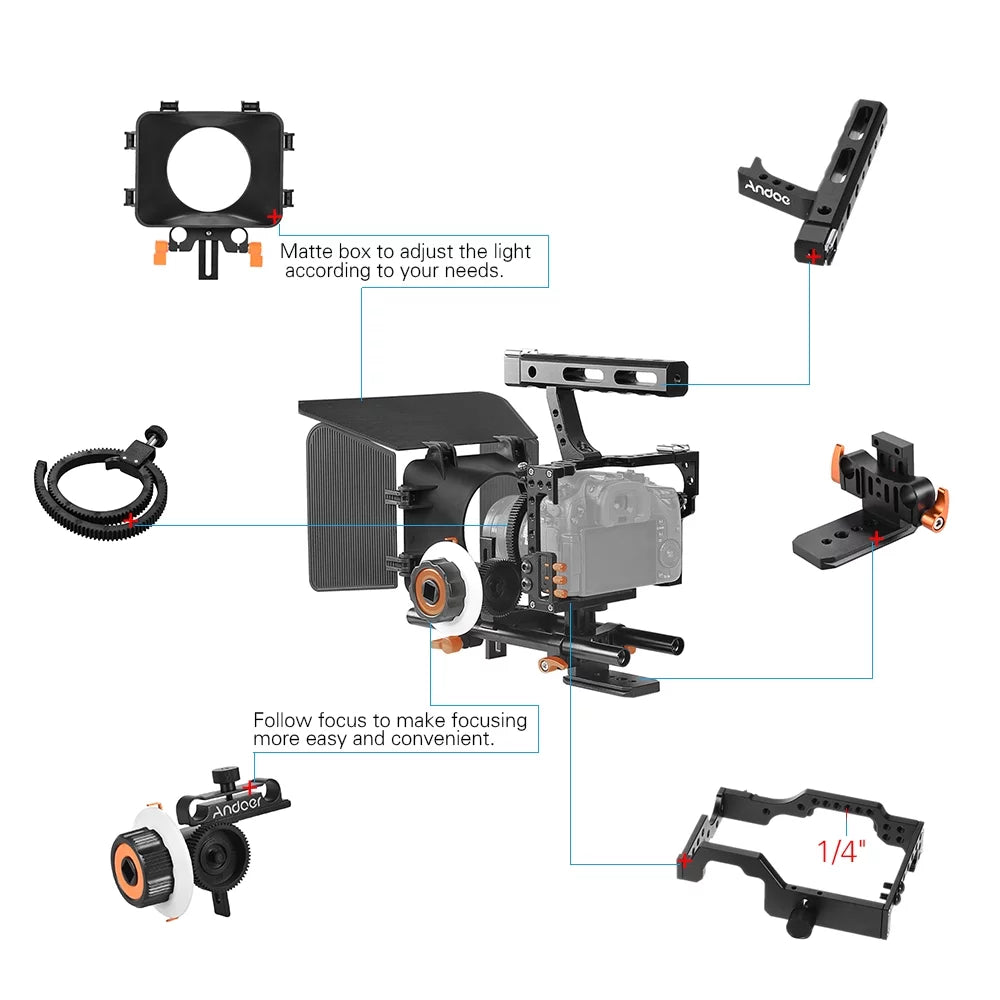 Moobody C500 Aluminum Alloy Camera Camcorder Video Cage Rig Kit Film Making System w/ Matte Box for Panasonic GH4 Replacement for Sony A7S/A7/A7R/A7RII/A7SII/A7IV  Mirrorless Camera