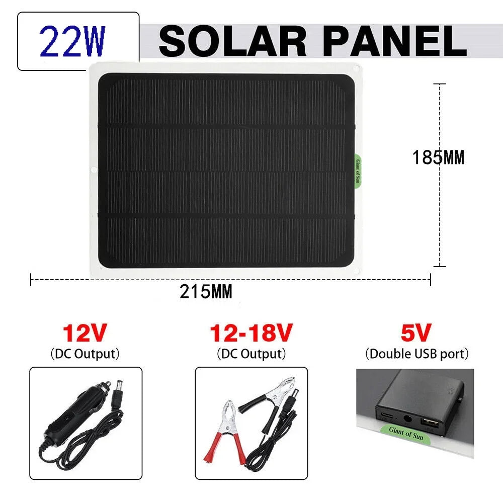 22W 12V Portable Solar Battery Charger & Maintainer - Solar Panel-Built - in Intelligent Charge Controller-Solar Powered Charger for Automobile Car , etc…