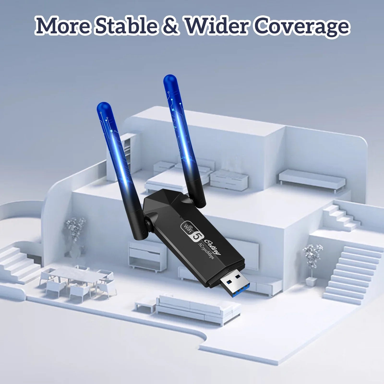 WiFi Adapter, Ortiny 1300Mbps WiFi  Dual Band 5G/2.4G Wireless Network Adapter for Desktop Laptop , Dual Band WiFi Dongle Wireless Adapter for Supports Windows 11/10/8/7, Mac  10.9-10.15