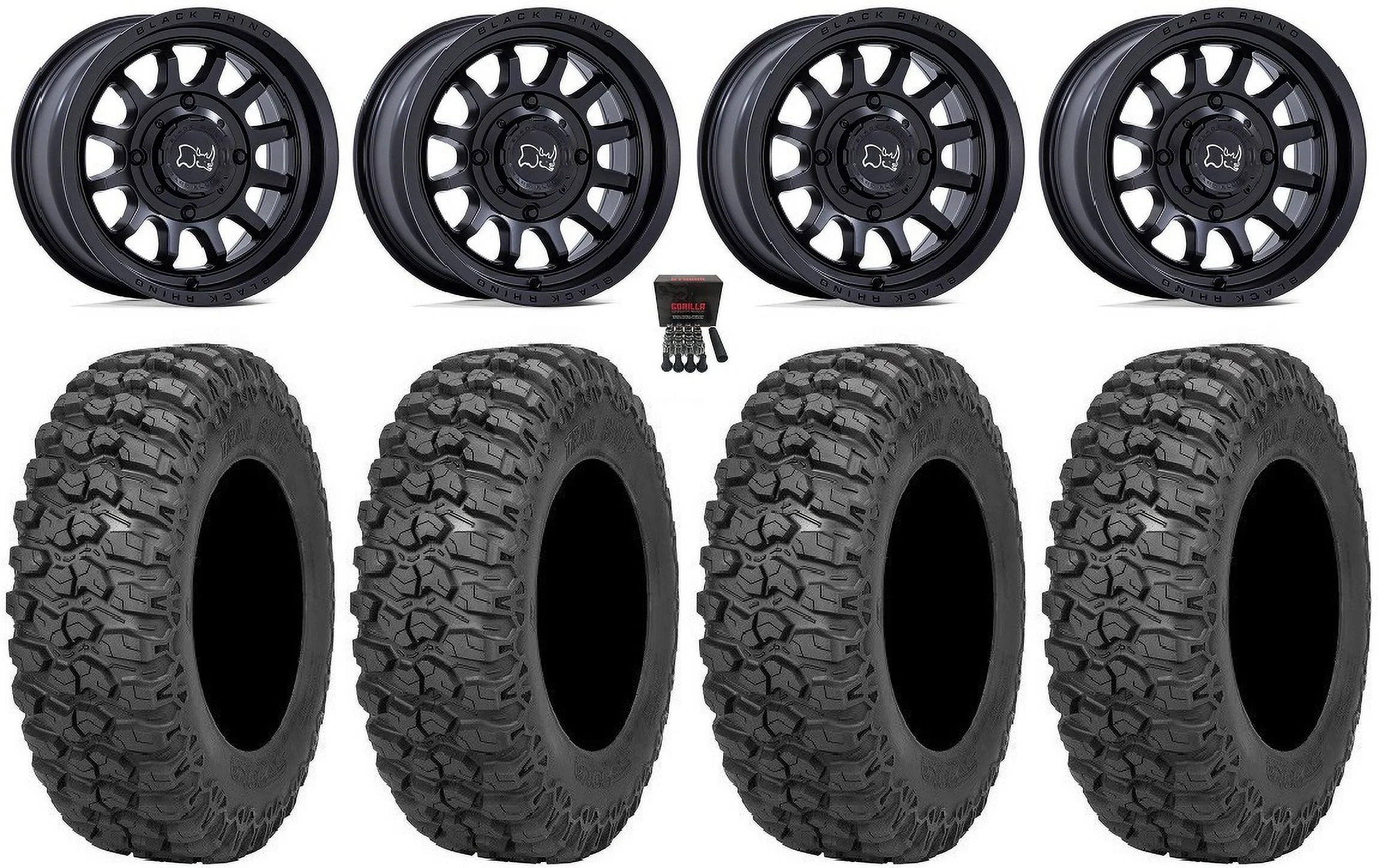 Black Rhino Rapid 15" Wheels Bk 32" Trail Saw 2.0 Tires Kawasaki Mule Pro