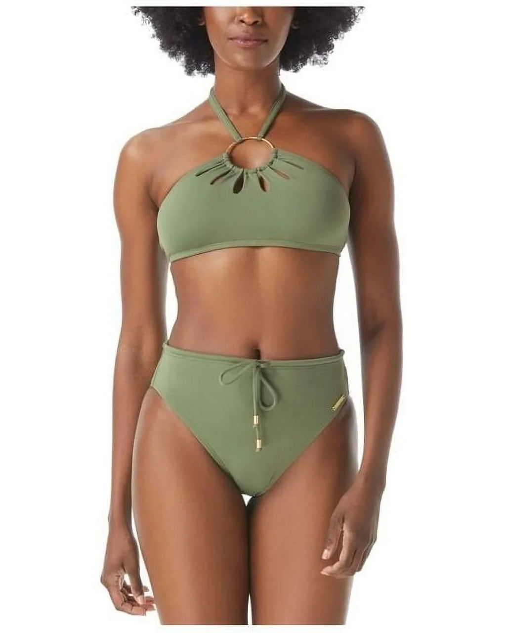 Vince Camuto   Logo-Ring Cutout Halter Bikini Swim Top,  Medium
