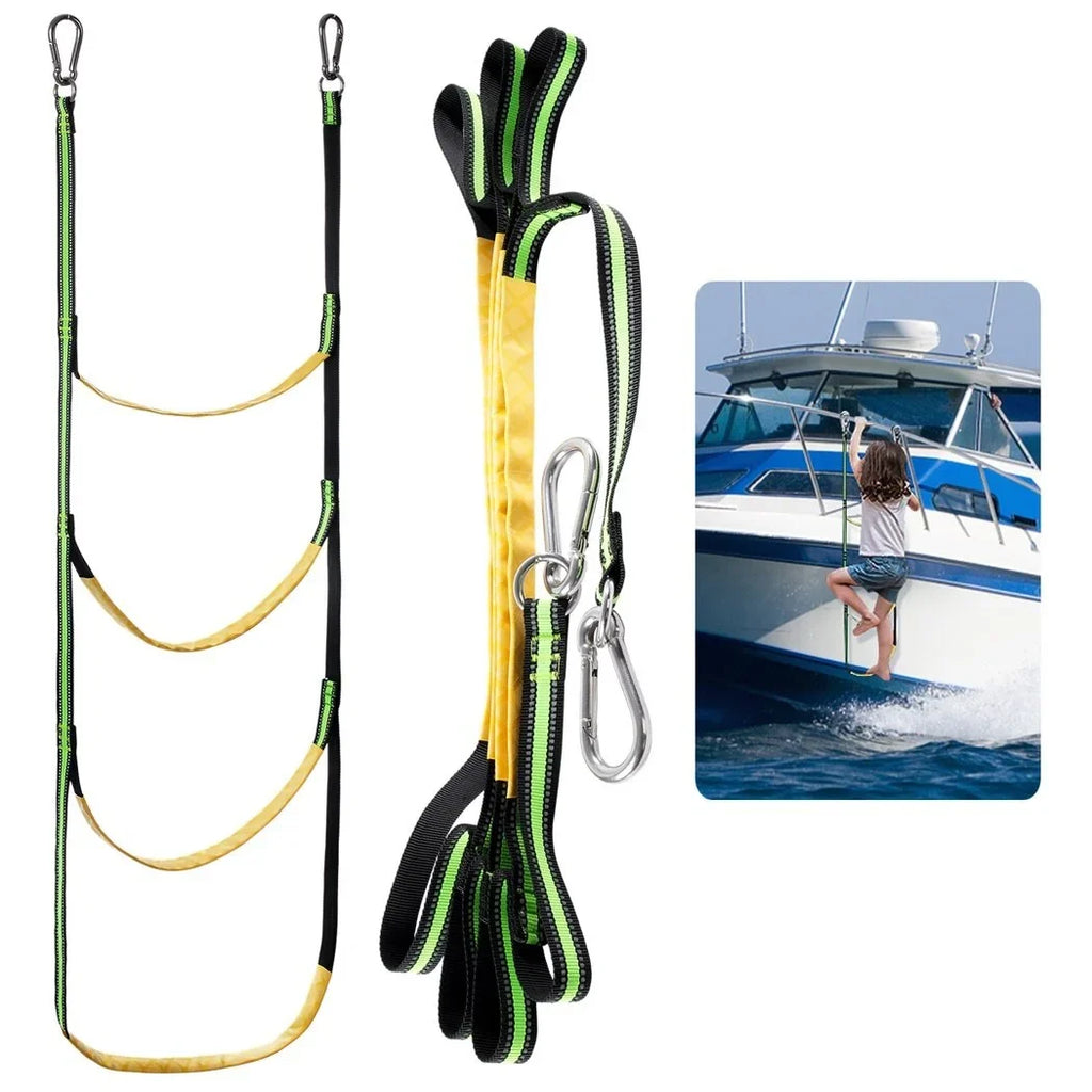 4-Step Boat Rope Ladder, Portable Rope Boarding Ladder, Foldable Outdoor Climbing Ladder, Heavy Duty Swim Ladder for Inflatable Boat, Sailboat, Kayak, Canoeing, Motorboat