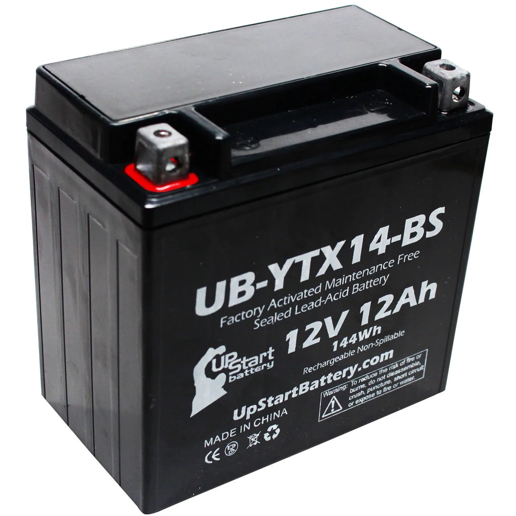 3-Pack UpStart Battery Replacement for 2012  F800ST,  800  Factory Activated, Maintenance Free, Motorcycle Battery - 12V, 12AH, -YTX14-