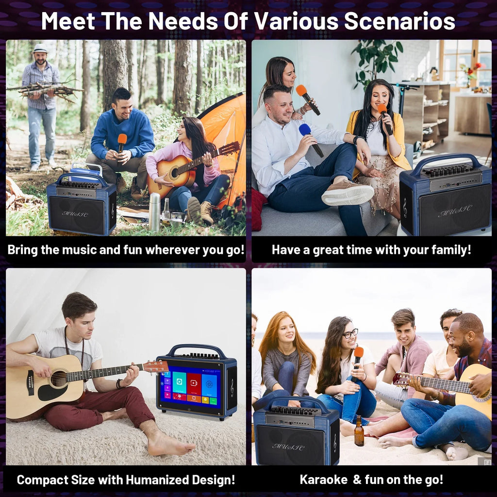 Portable Karaoke Machine Systems Wireless  Streaming Loudspeaker for Adults&Kid,14” Touch Screen/Android 12/4+64G,Support Microphone/WiFi/////Phones/