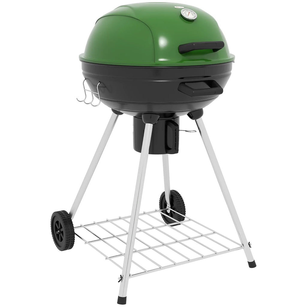 CoSoTower 21" Kettle Charcoal  Grill Trolley with 360 Sq.In. Cooking Area, Outdoor Barbecue with Shelf, Wheels, Ash Catcher and Built-In Thermometer for Patio, Backyard Party, Green