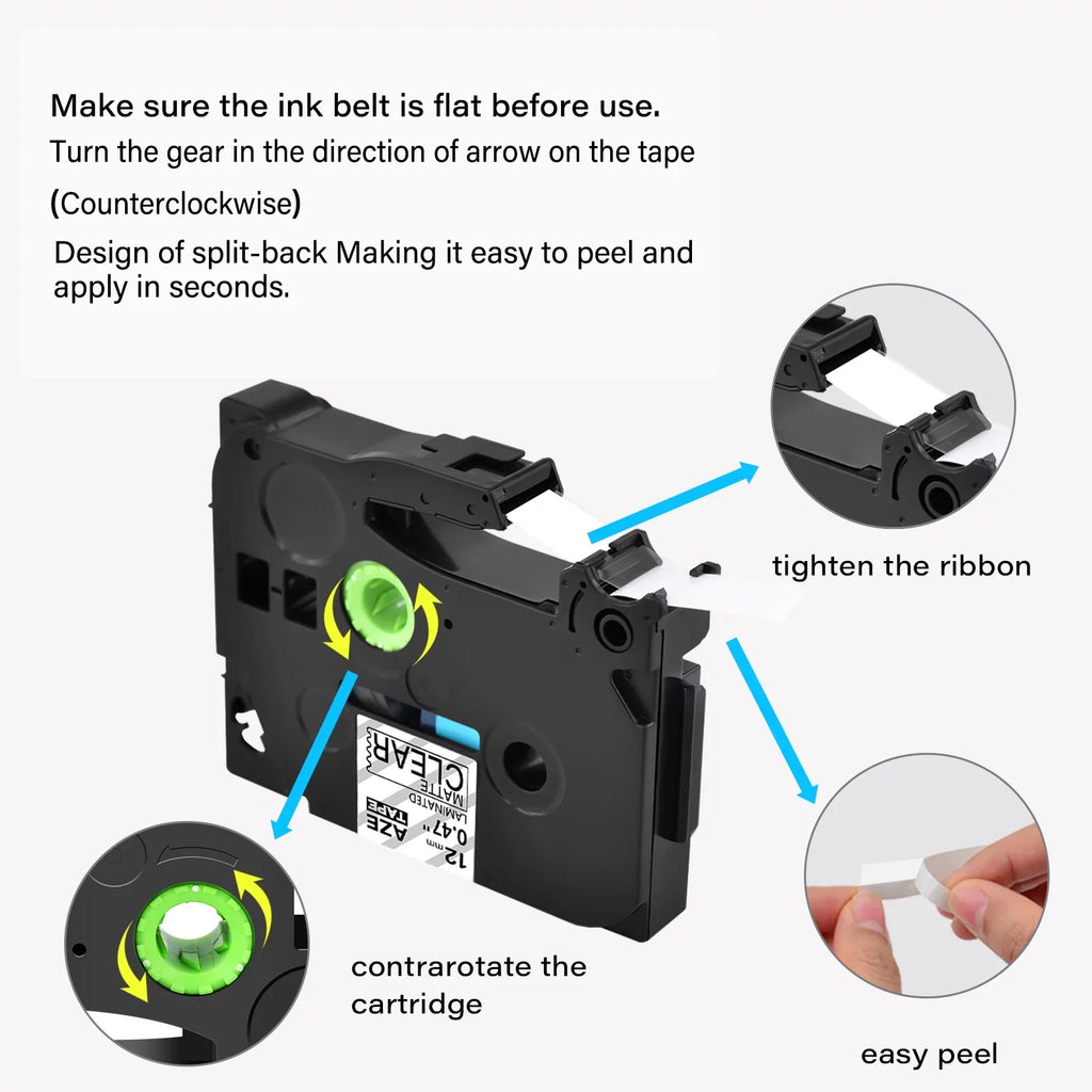 40PK Compatible for Brother P-touch Black on Matte Clear 12mm 0.47" TZe-M31 -M31 TZM31 TZeM31 Laminated Label Tape