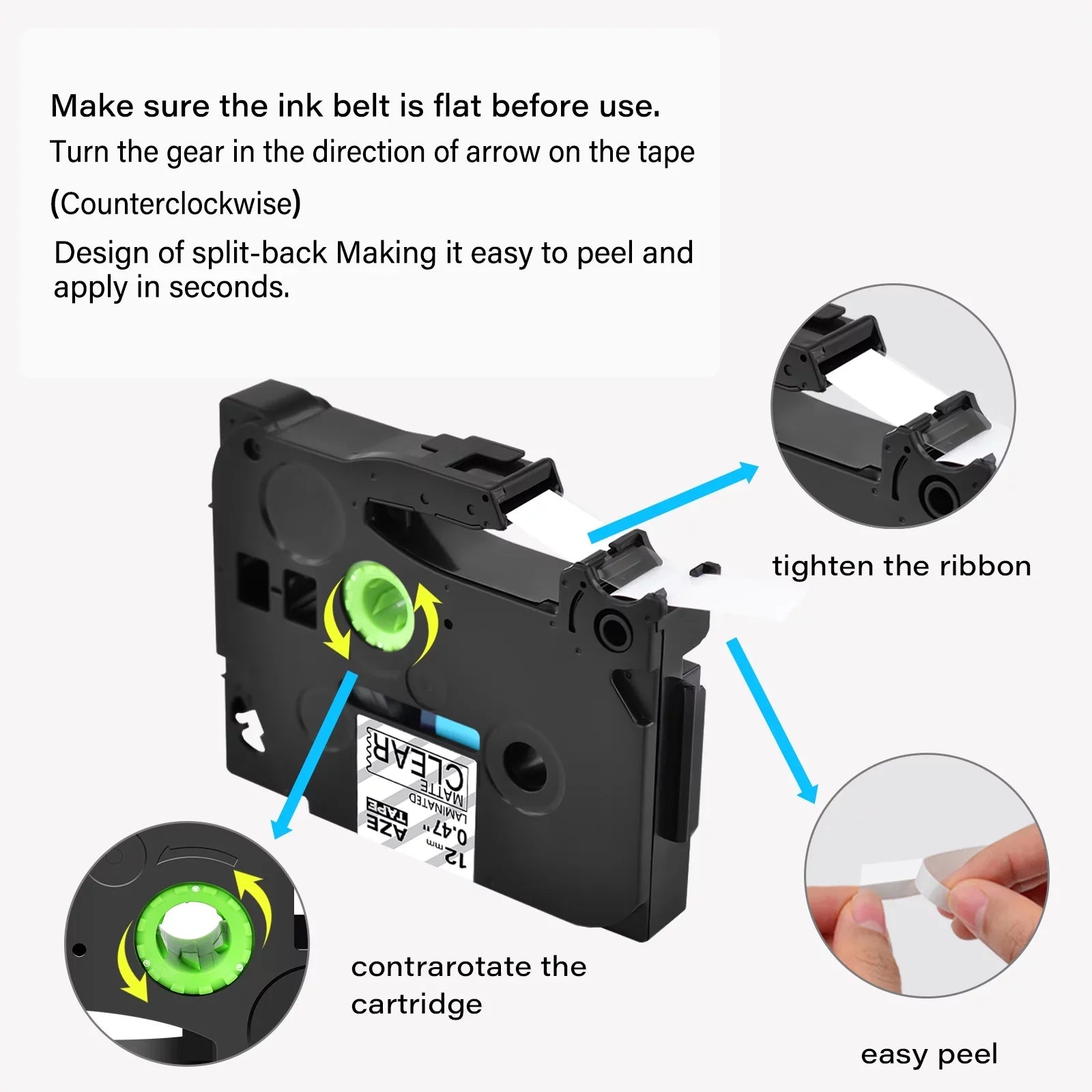 40PK Compatible for Brother P-touch Black on Matte Clear 12mm 0.47" TZe-M31 -M31 TZM31 TZeM31 Laminated Label Tape