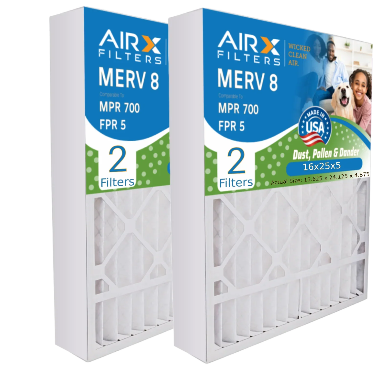 16x25x5 Air Filter  8 Comparable to  700 &  5 Compatible with ReservePro 4511 Premium  Made 16x25x5 Furnace Filter 2 Pack by     .