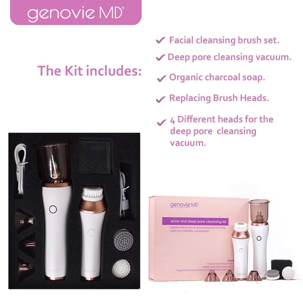 Genovie  Acne and Deep Pore Cleansing Kit for Face, Acne Remover, Blackhead Remover, Facial Skin Treatment, Vacuum Suction