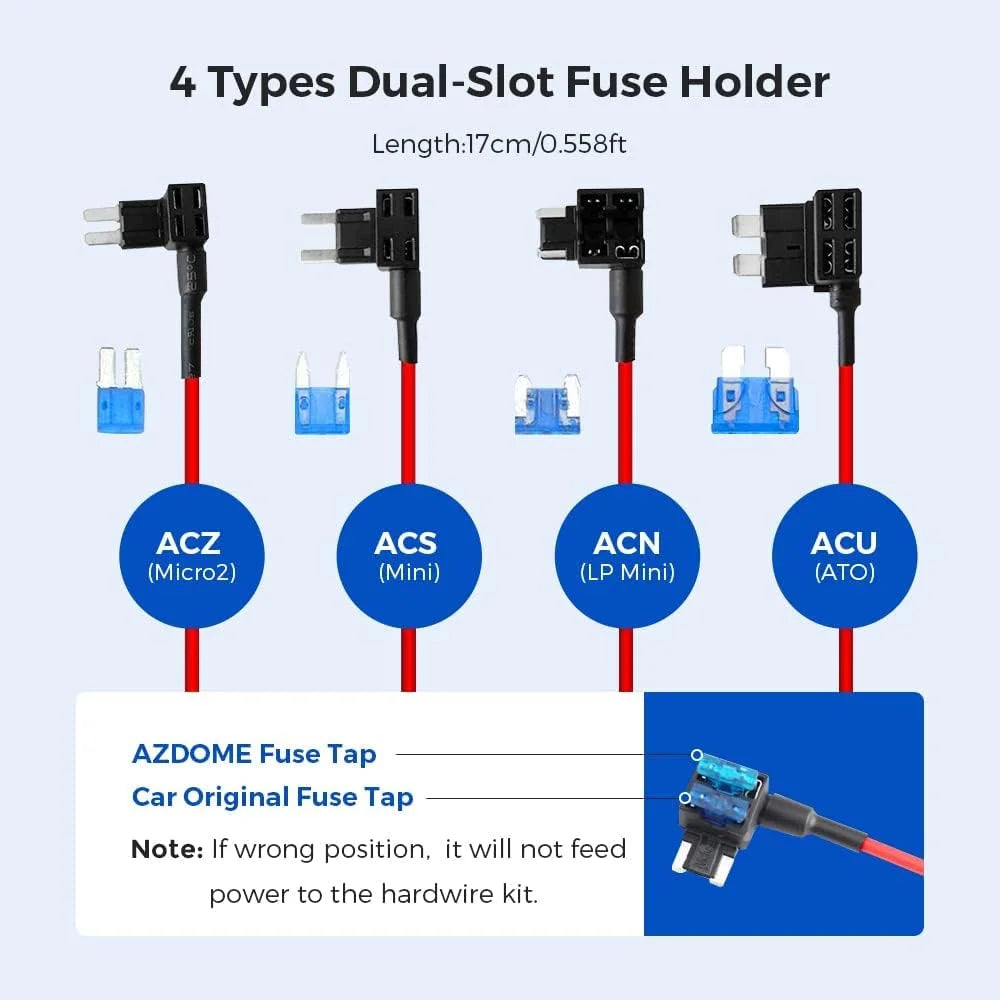 JYX04 Dash Cam Hardwire Kit, ro  3 Lead Hard Wire Kit for M300S Dashcam, Converts 12-24V to 5V/2.5A Low