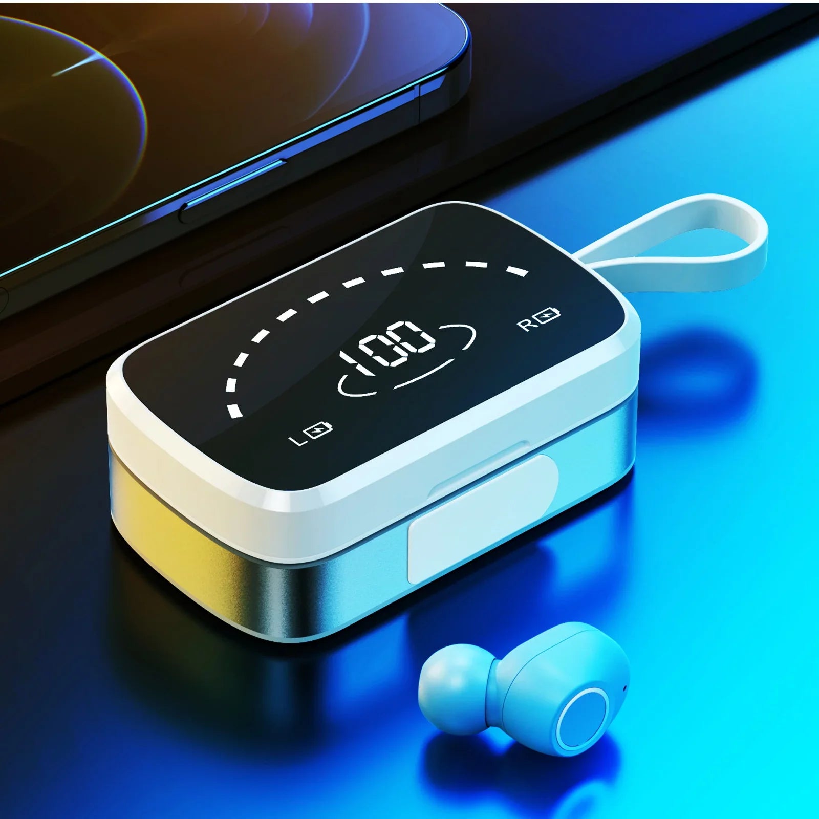 K2 Wireless Earbuds Bluetooth Sport Headphones Premium Fidelity Sound Quality Charging Case Digital  Intelligence Display Earphones Built-in Mic Headset for Realme 7 Pro