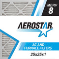 Aerostar 25x25x1   8, Pleated Air Filter, 25x25x1, Box of 6, Made in the