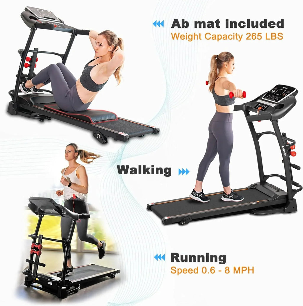 Foldable 16.5 Inch Fitness Portable Treadmill With Bluetooth Connectivity,  Display, And Tracking Apps For Home Gym Equipment, Black
