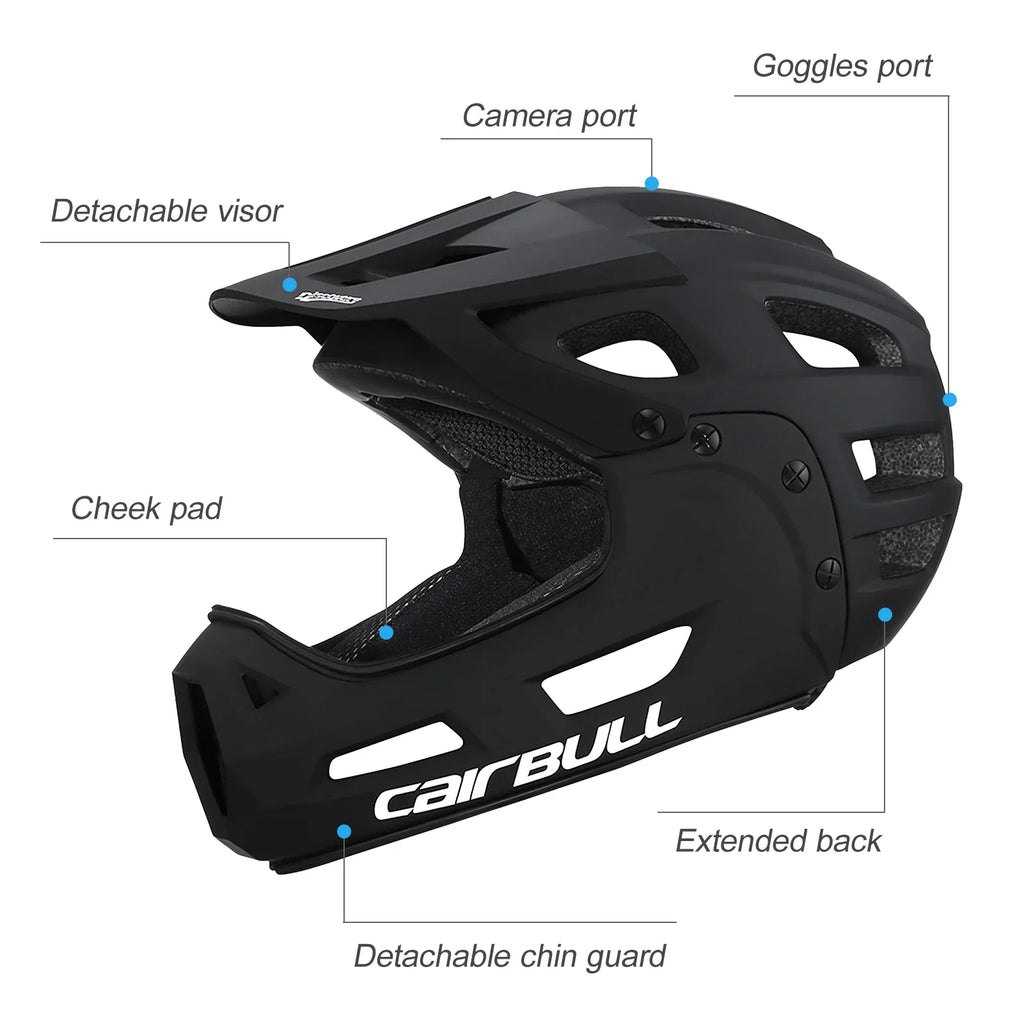 Full Face Bike Helmet Adult Cycling Helmet with Detachable Chin Guard and Visor for Mountain Biking