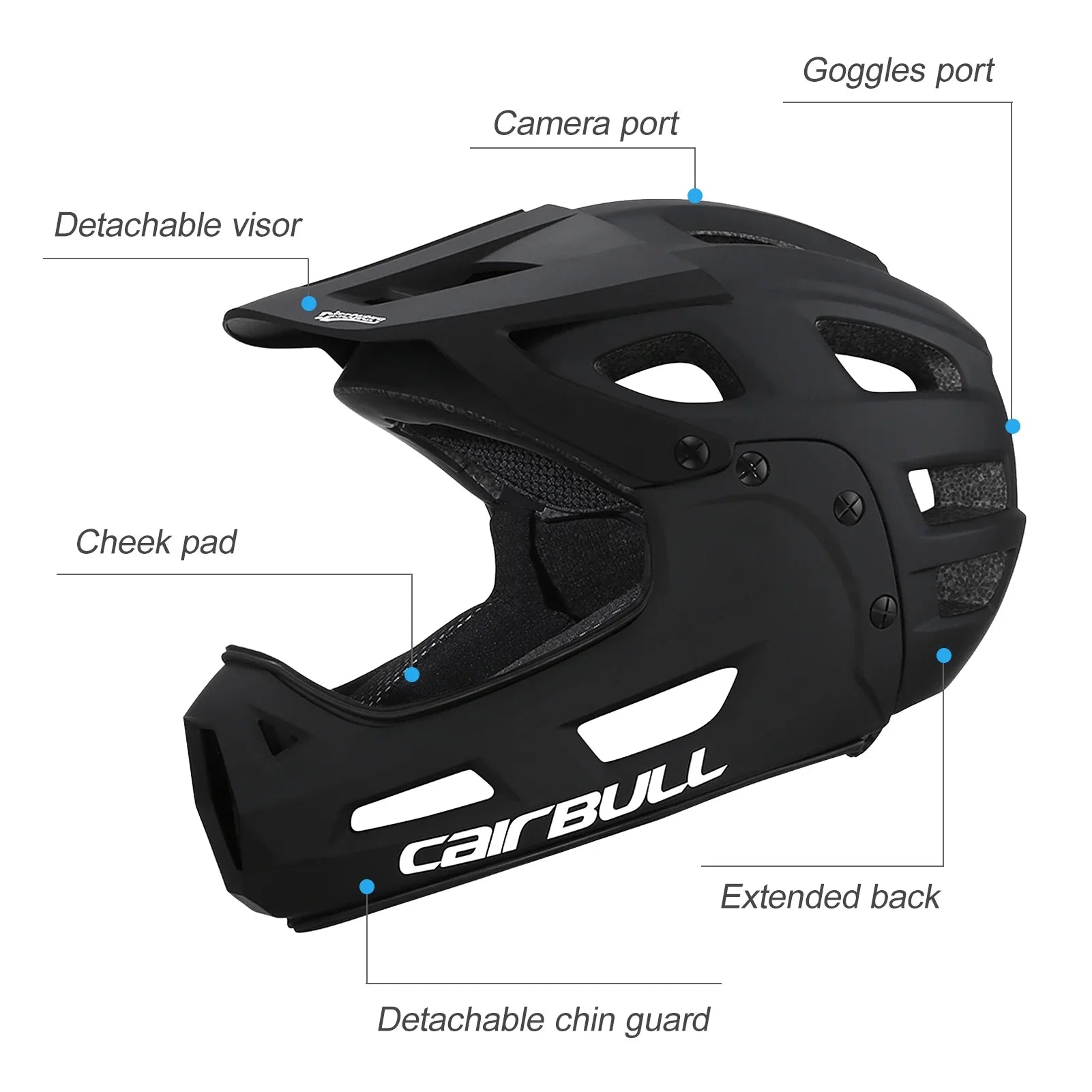 Full Face Bike Helmet Adult Cycling Helmet with Detachable Chin Guard and Visor for Mountain Biking