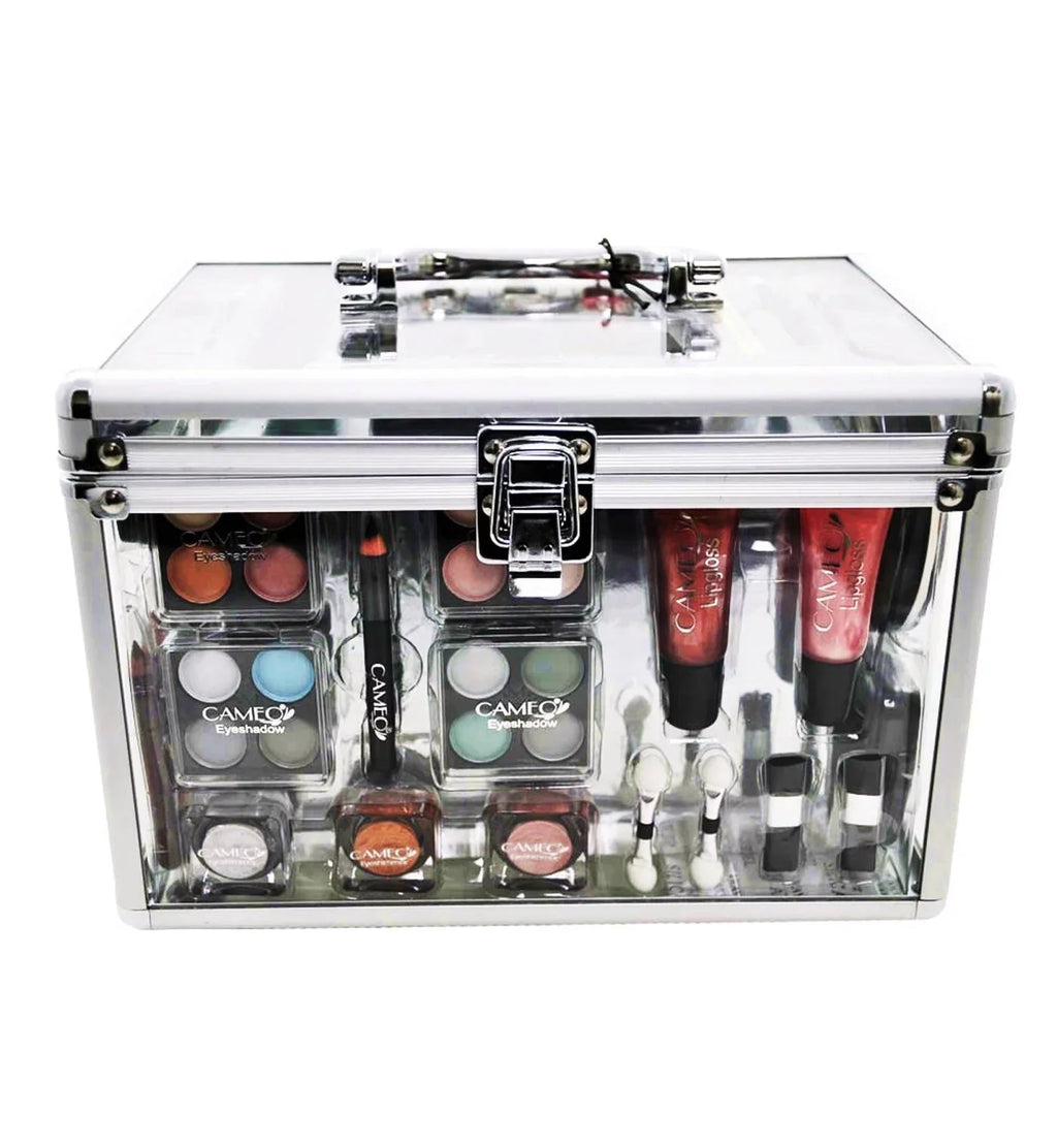 Cameo Carry All Trunk Professional Makeup BeautyMakeup Gift Set Kit with Reusable Aluminum Case