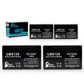 4x Pack - Compatible Tripp-Lite 850 Battery - Replacement UB6120 Universal Sealed Lead Acid Battery (6V, 12Ah, 12000mAh, F1 Terminal, , ) - Includes 8 F1 to F2 Terminal Adapters