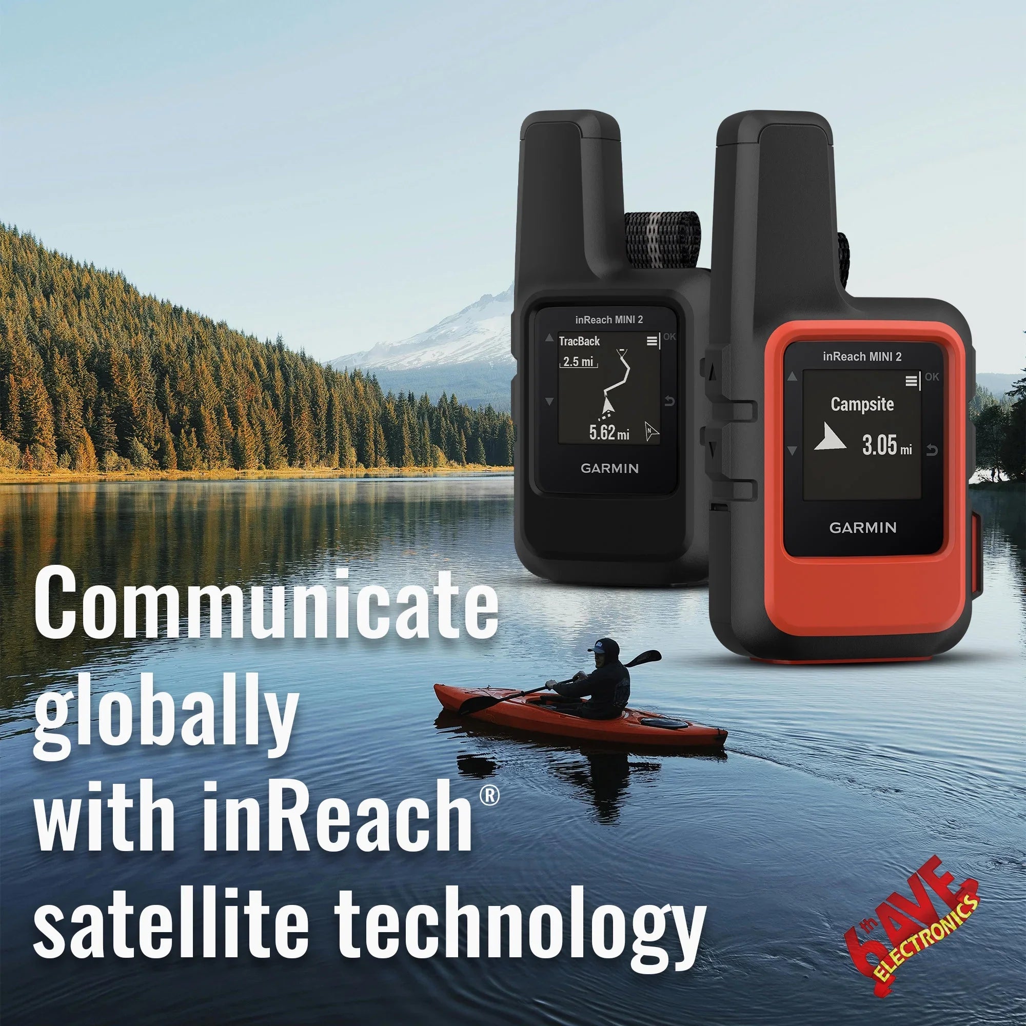 Garmin inReach Mini 2 Satellite Communicator (Black) with Power Adapters