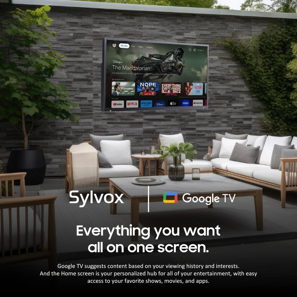 Outdoor , 43''  Smart Google , IP55 Waterproof, Dolby Vision , Voice Remote,1000nits Weatherproof Television, Chromecast Built-in for Deck, Patio or Garden(Deck Pro  2.0)