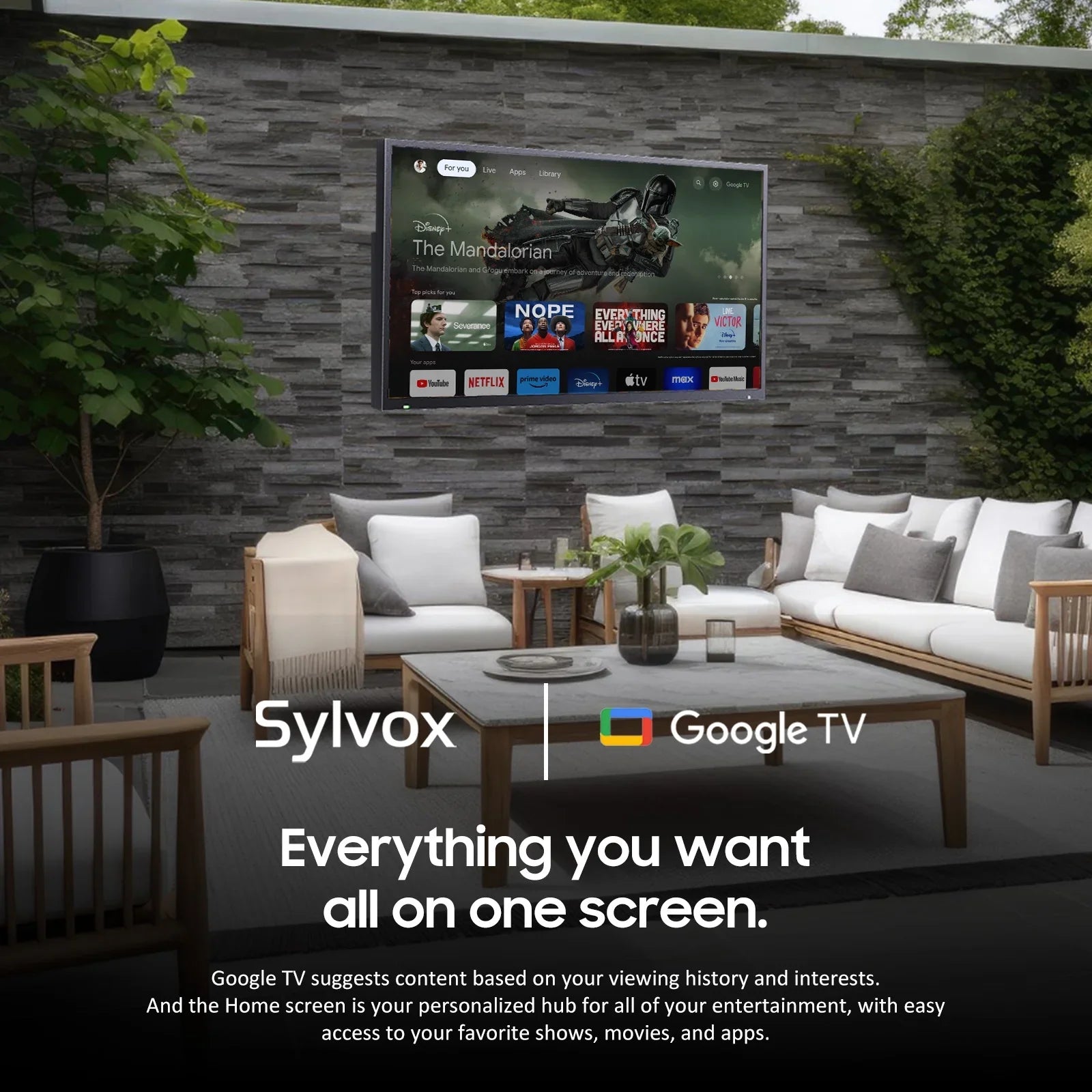 Outdoor , 43''  Smart Google , IP55 Waterproof, Dolby Vision , Voice Remote,1000nits Weatherproof Television, Chromecast Built-in for Deck, Patio or Garden(Deck Pro  2.0)