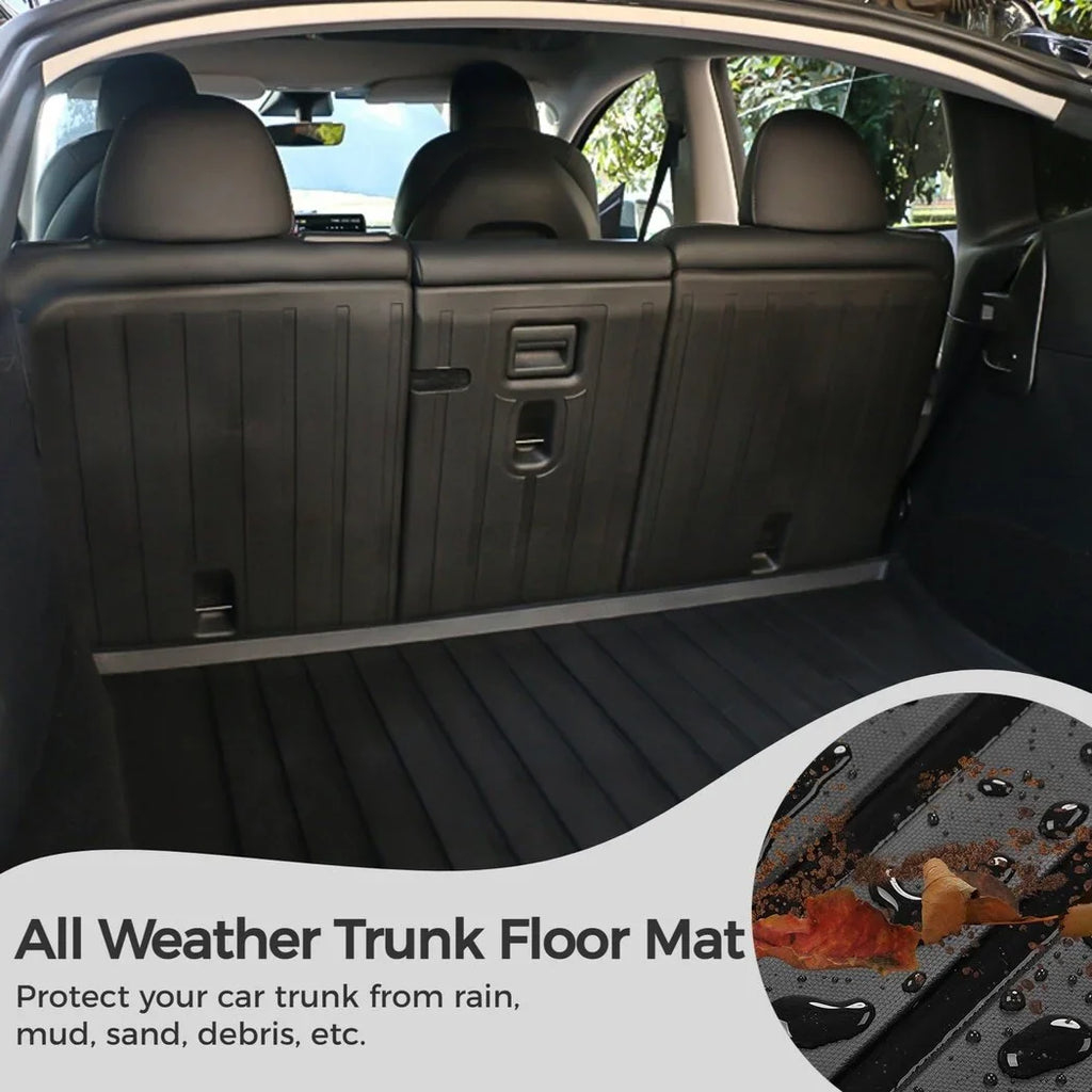 All Weather Car Trunk Mats, 3 Rear Seat Back Mats and Trunk Floor Mat, Compatible with 2020 2021 2022 Tesla Model Y, Waterproof Non-slip Car Trunk Floor Liner