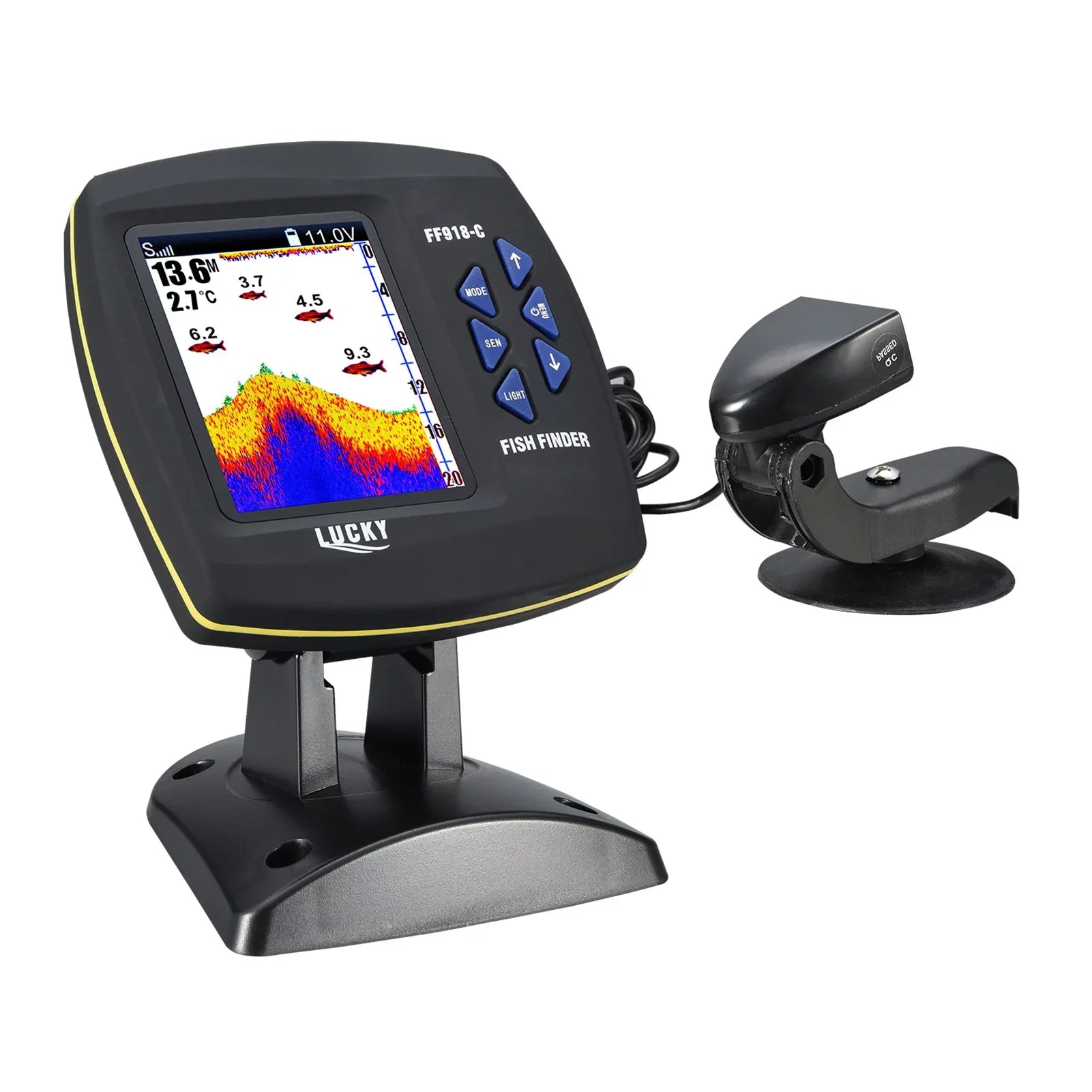 Tomshoo Fish Finder Wired Transducer Sensor Fishfinder 45 Degrees Underwater Fishing Portable Fish Finder Waterproof Underwater Monitor  Fish Locator Boat Fishfinder Fish Detector