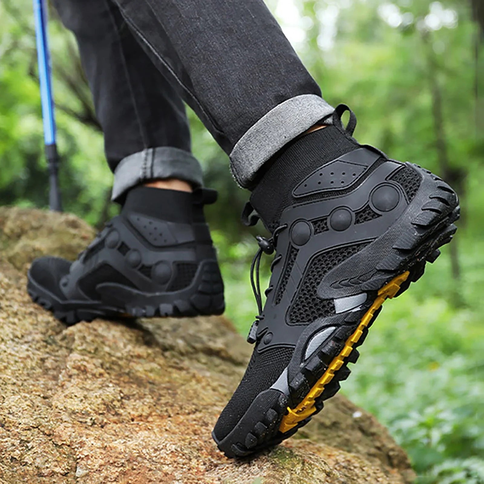 AdBFJAF Mens Sneakers 9.5 Wide Outdoor Hiking Shoes Men Non Slip Hiking Work Clothes Sports Shoes Swimming Wading Off Road and River Tracing Shoes
