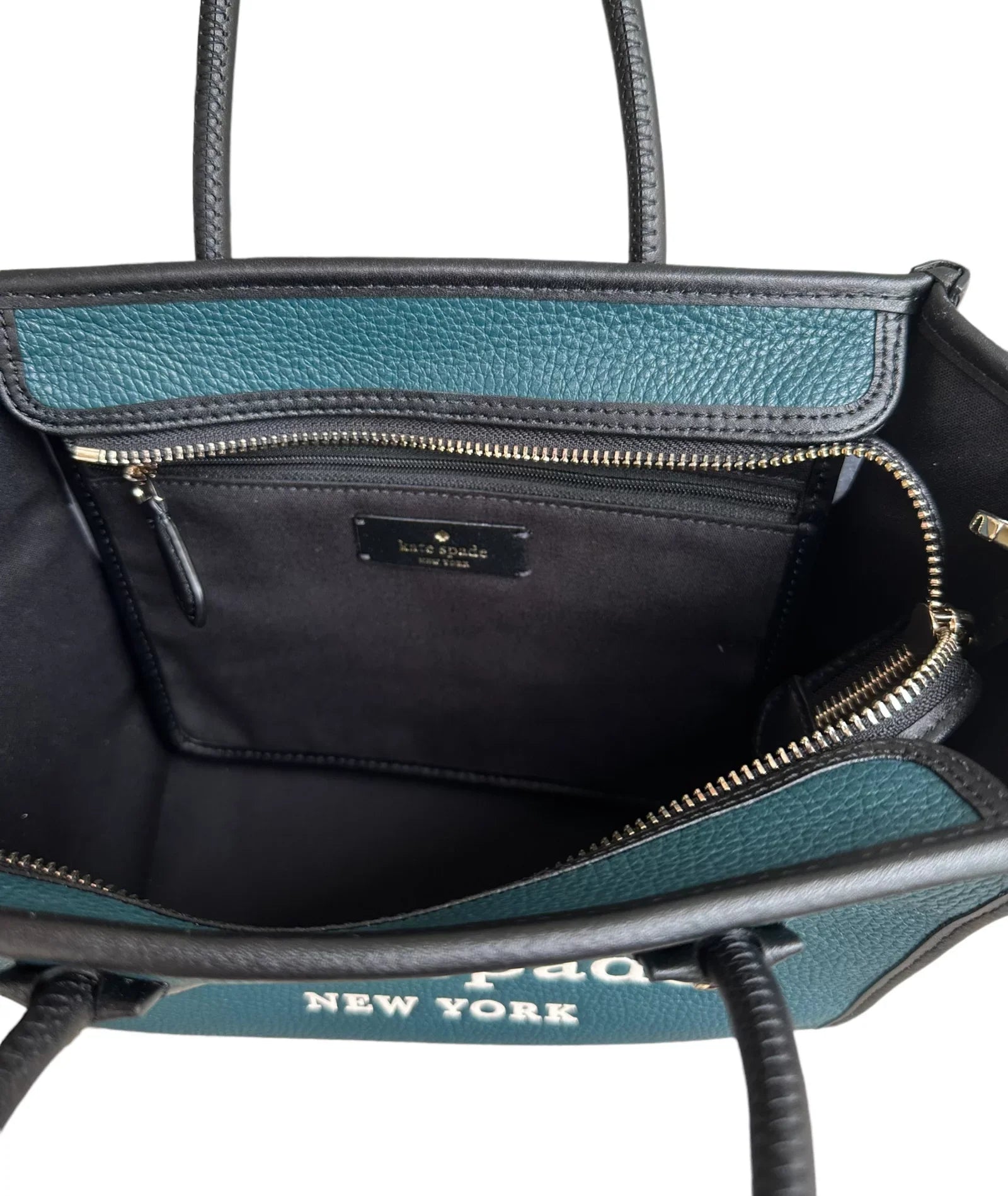 Kate Spade Ella Colorblock Small Leather Satchel Crossbody Peacock Multi Logo