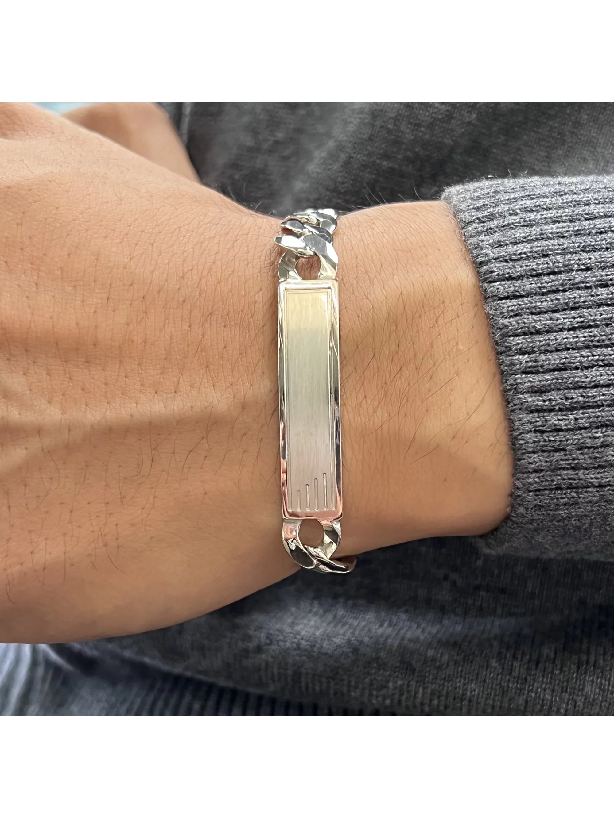 Curb Cuban Link Chain Mens  Polished Bracelet 925 Sterling Silver 9 Inches