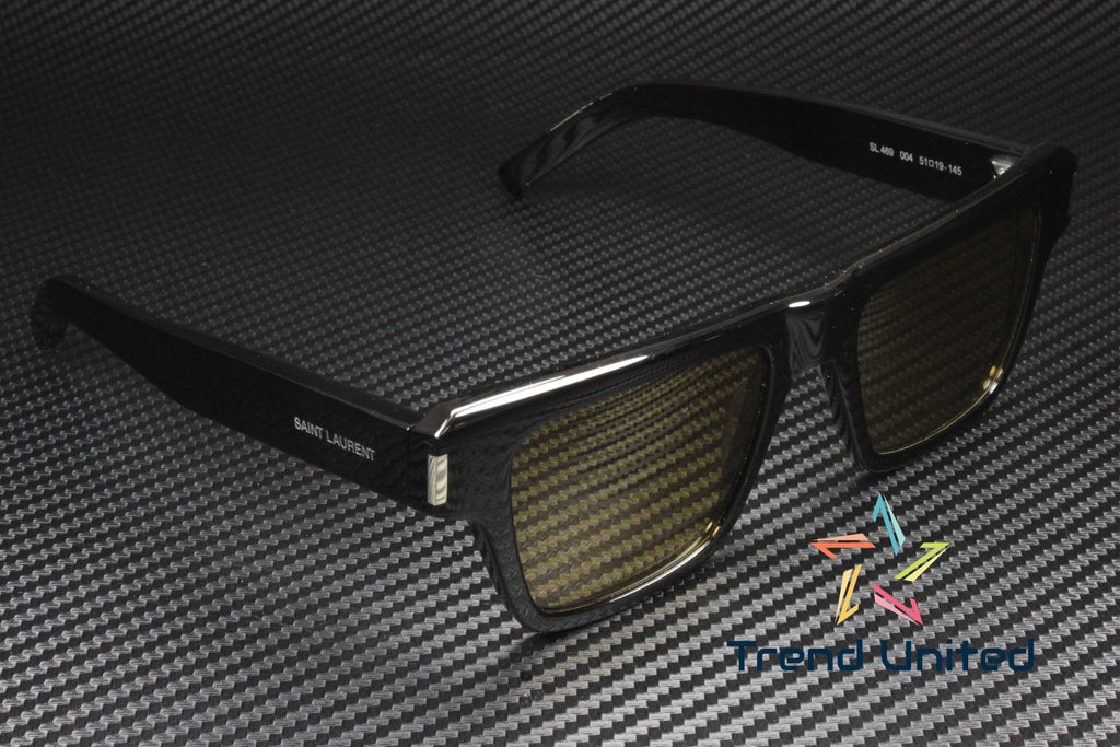 469 004 Square Black Shiny Yellow 51 mm Men's Sunglasses