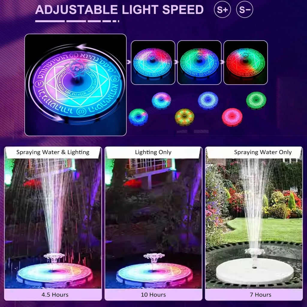 Dcenta Fountain Light with Remote Control Solar Powered Bird Bath Fountains for Garden Pond