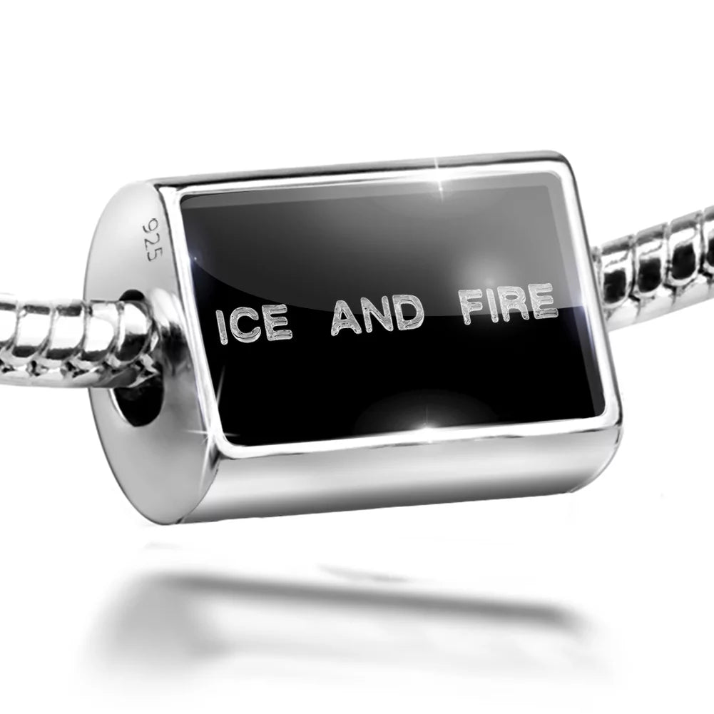 Neonblond Charm Ice And Fire Clear Ice Cubes on Black 925 Sterling Silver Bead