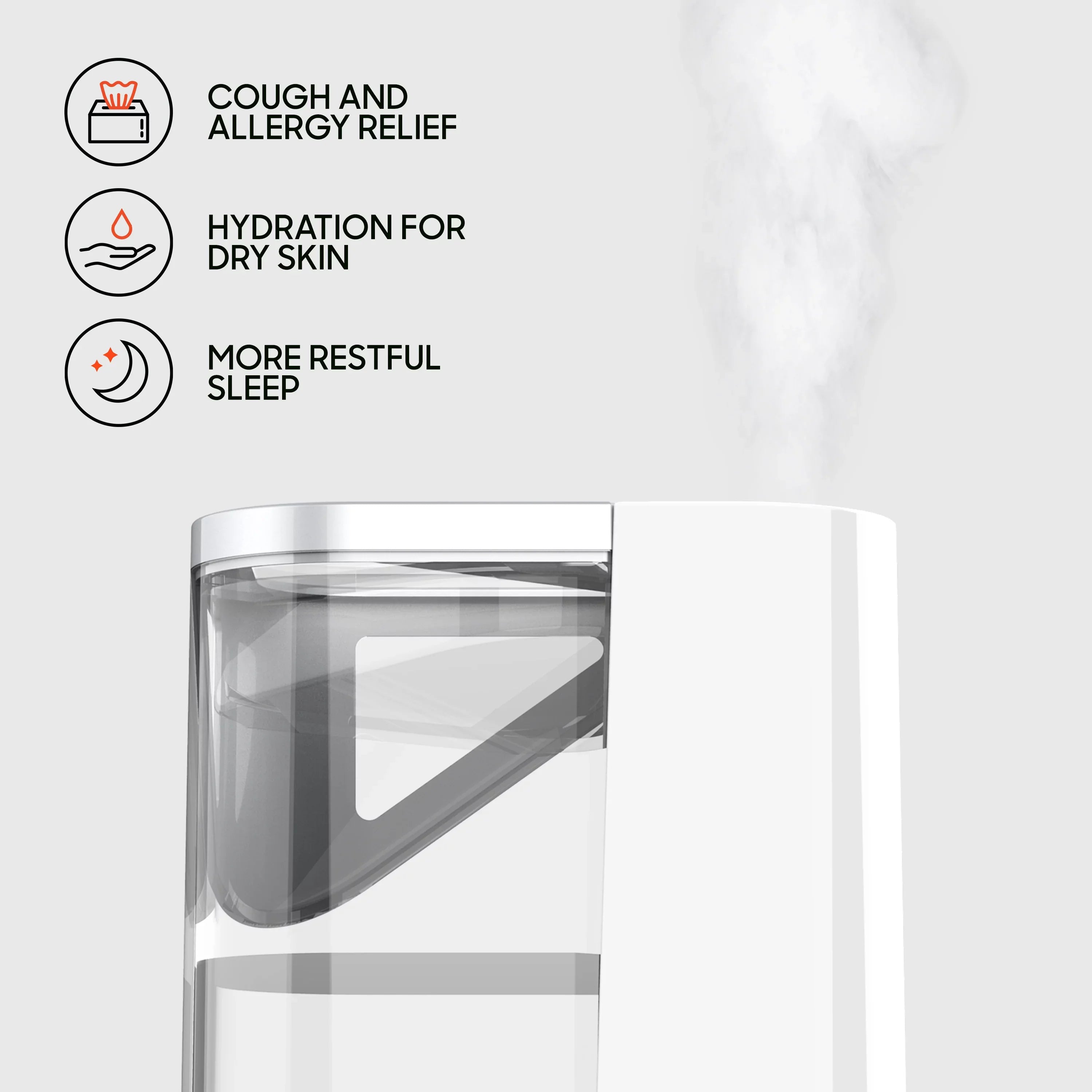 Sharper Image UHS2 Ultrasonic Humidifier, Whisper-Quiet, Warm or Cool Mist, 3 Settings, Filter Free