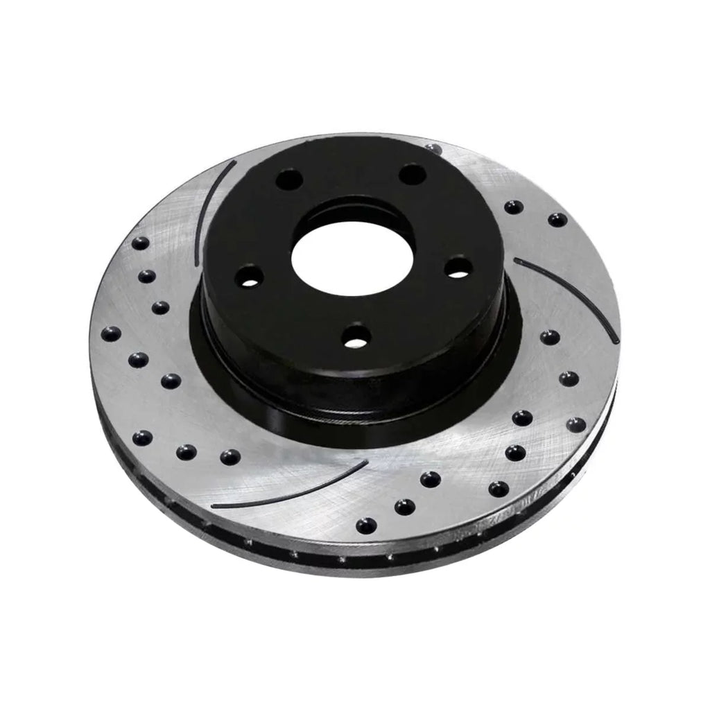 AutoShack Front and Rear Drilled Slotted Brake Rotors Black Set of 4 Replacement for Chrysler 200 Sebring 2007-2017 Jeep Patriot Compass 2007-2012 Dodge Caliber 2008-2014 Avenger V6  PR63040PR63038
