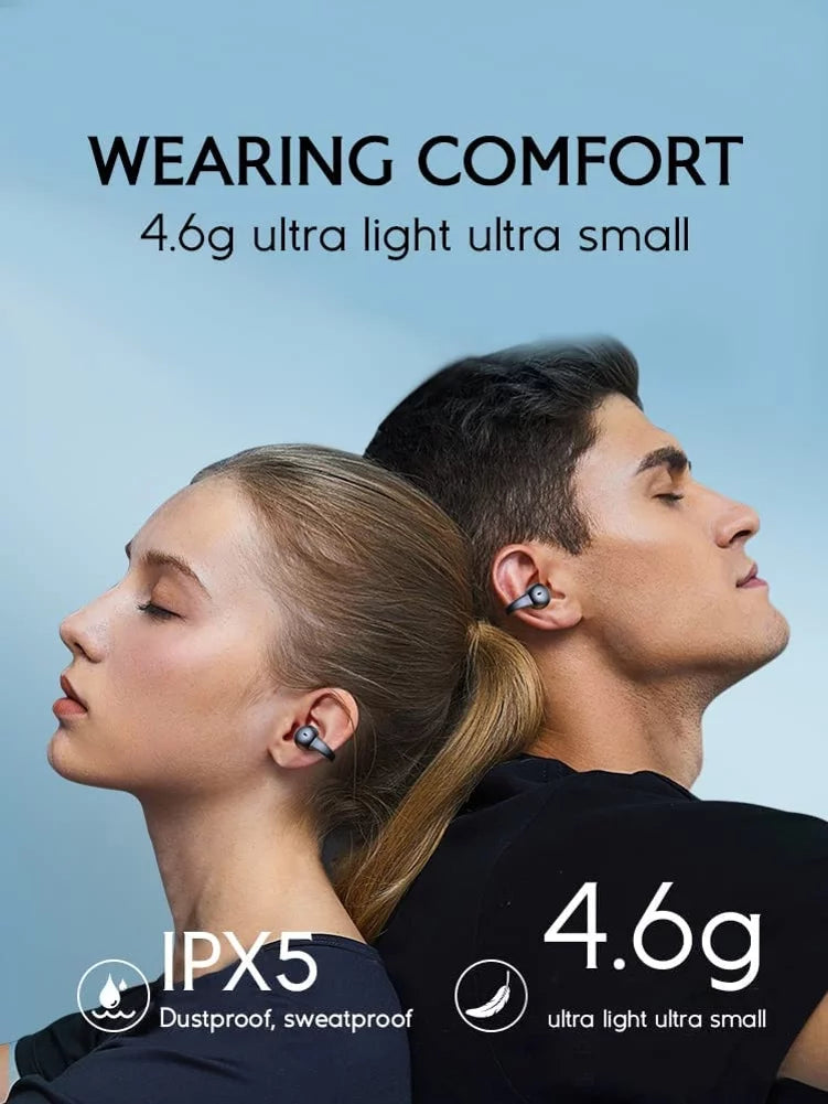 Wireless Ear-Clip  Earphones for Samsung Galaxy Z Fold5/Flip5 Phones - Bluetooth Earbuds Bone Conduction Headphones True Stereo Charging Case Hands-free D9G Compatible With Galaxy Z Fold5/Flip5