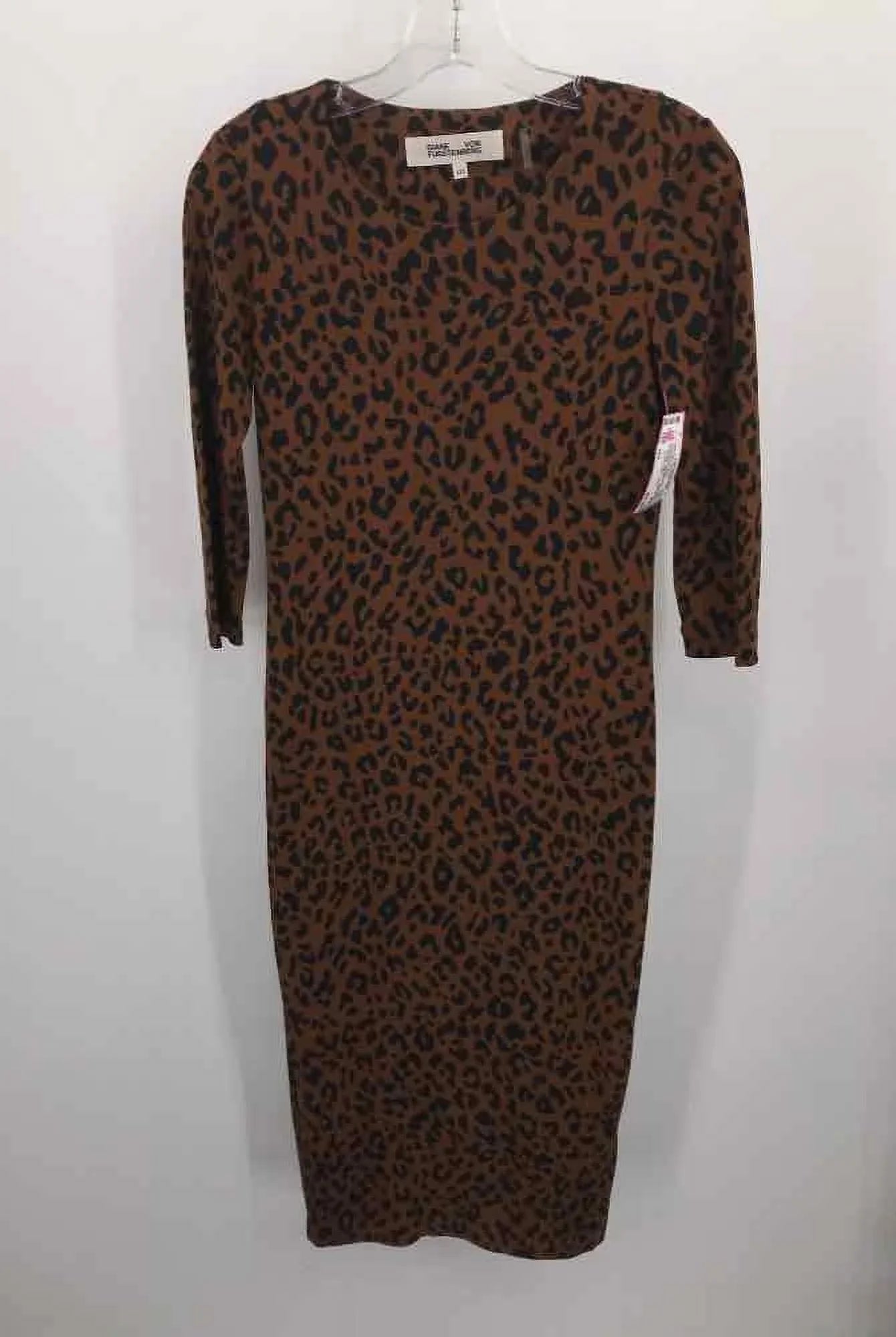 Pre-Owned Diane Von Furstenberg Brown Size  Printed Maxi Long Sleeve Dress