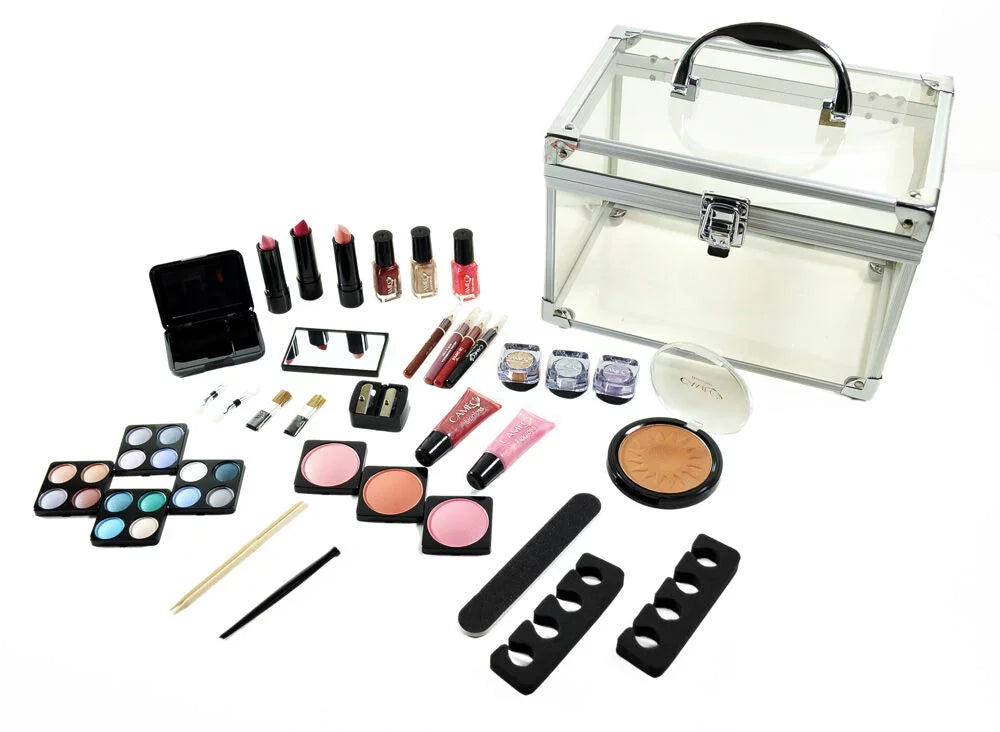 Cameo Carry All Trunk Professional Makeup BeautyMakeup Gift Set Kit with Reusable Aluminum Case