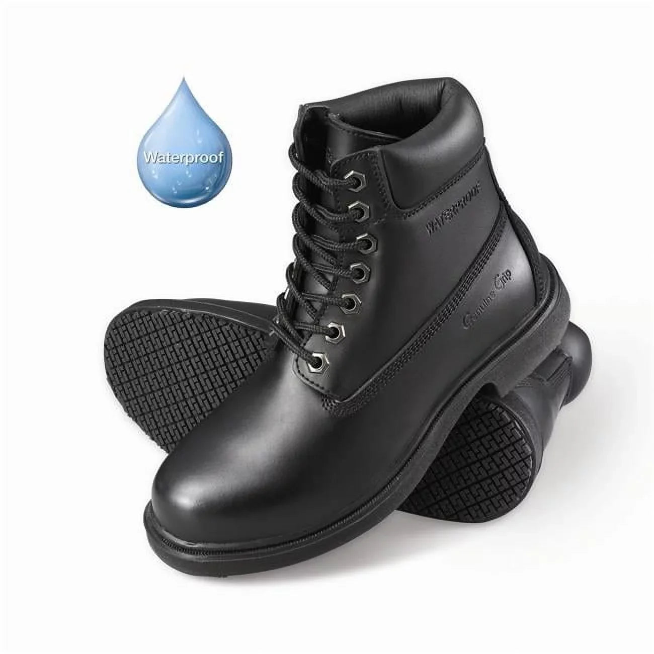 Genuine Grip  Womens Slip-Resistant Waterproof 6 in. Soft Toe Wide Work Boot  Black - Size 8.5