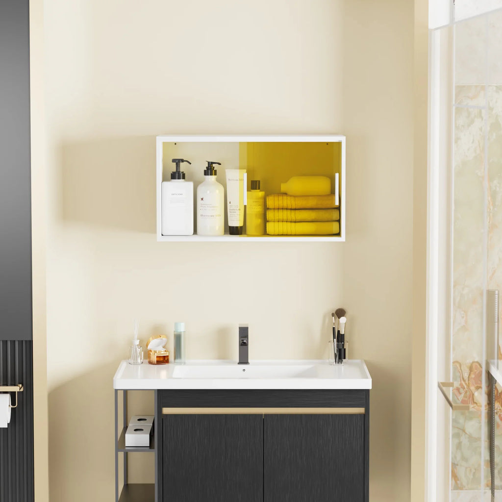 Bathroom Cabinet Wall Mounted, Multipurpose Storage Cabinet with Acrylic Sliding Doors for Bathroom Kitchen Living Room, White