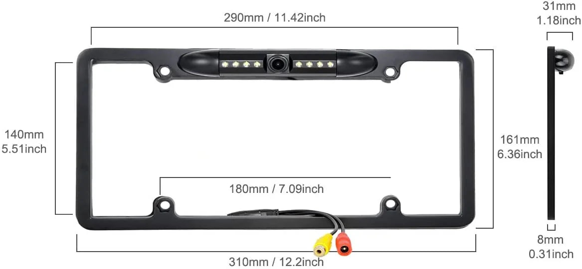Backup Camera Rearview License Plate Frame for  KWV230BT -V230BT Black