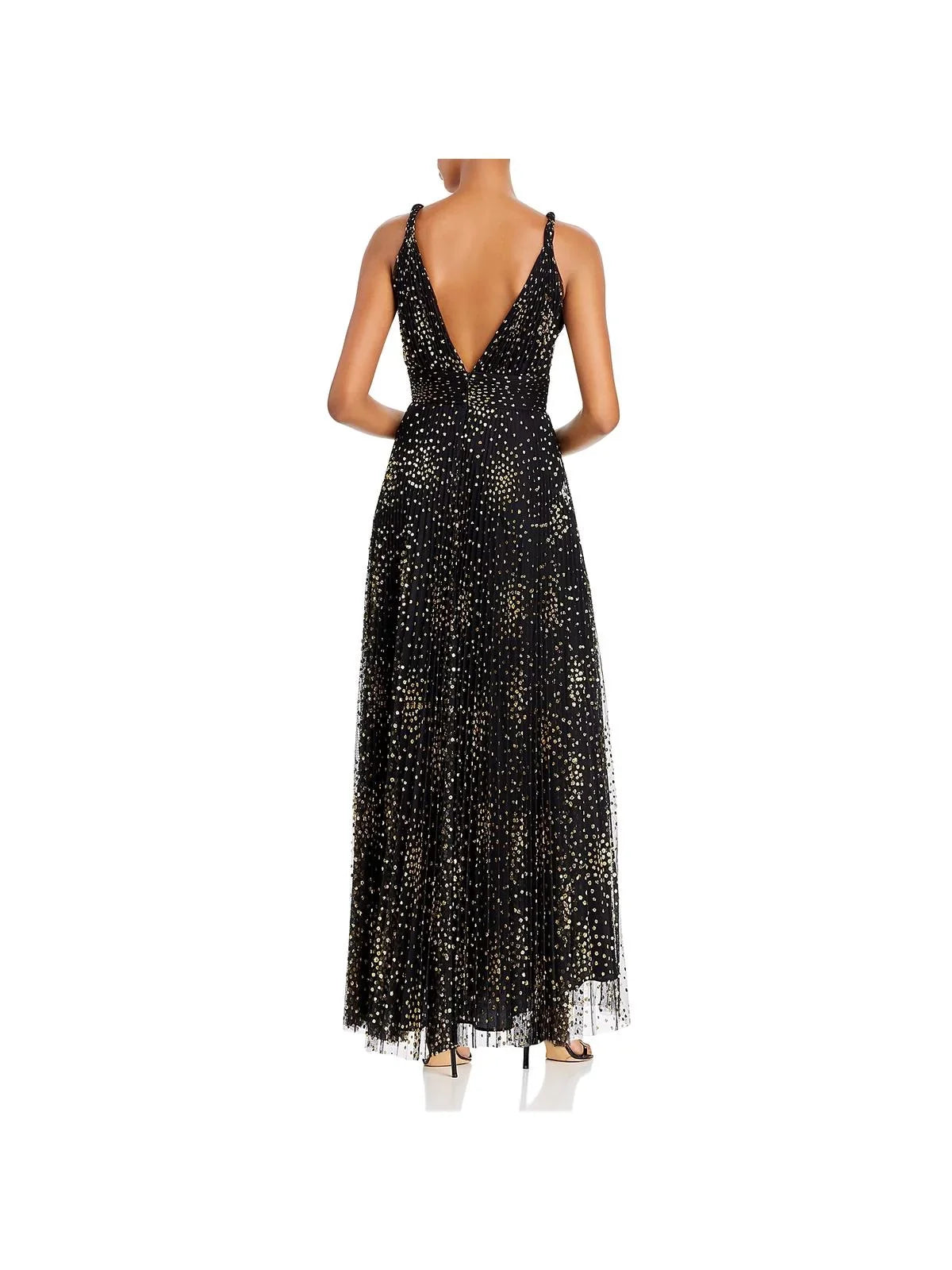Jill Stuart Womens Metallic Double V Midi Dress Black 2