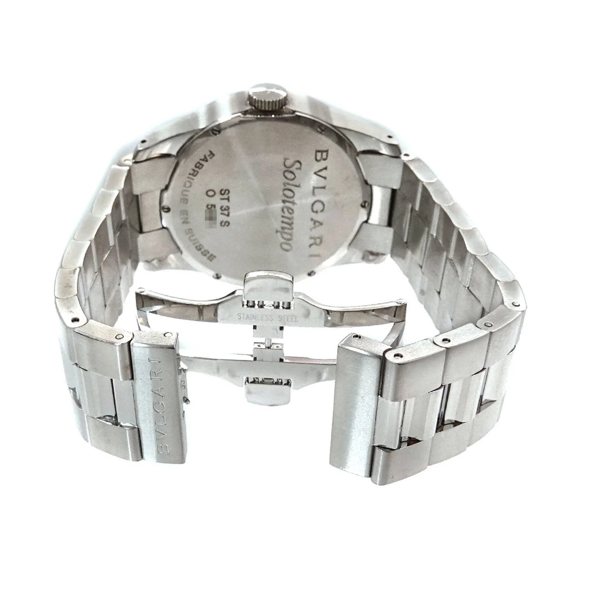 Pre-Owned Bulgari  Solotempo ST37S Men's Watch Black Dial Quartz (Good)