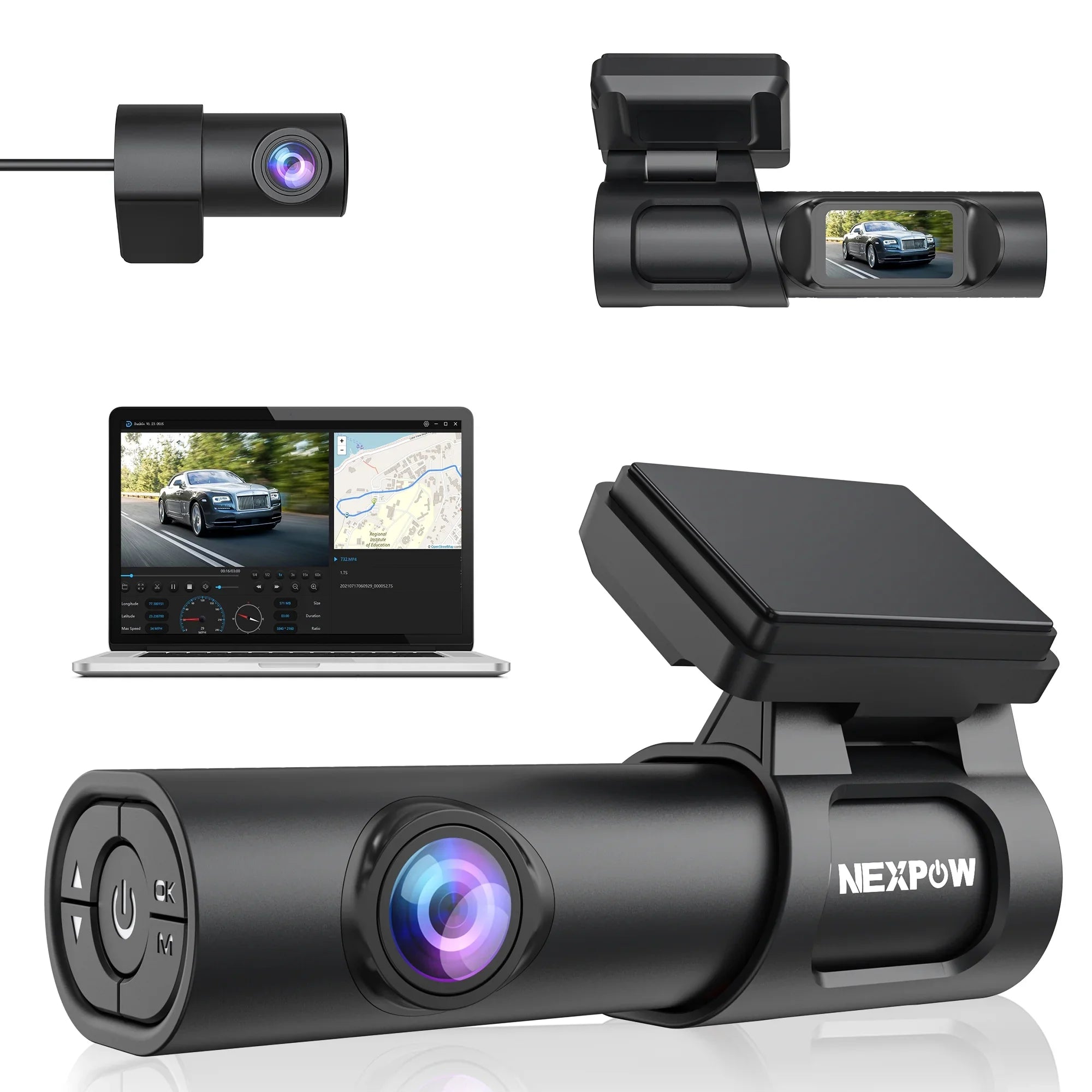 Dash Cam, 4K Dash Cam Front and Rear with Built-in , Car Camera with 1.47"  Screen, Night Vision, 170° Wide Angle, Super Capacitor, , 24H Parking Mode, Support 128GB Max