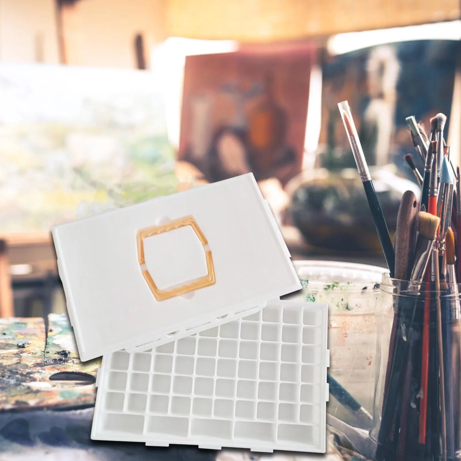 65 Compartments Paint Palette Paint Palette, Container Watercolor Palette, Sealed with Lid Paint Painting Tray for Watercolor Oil Paint